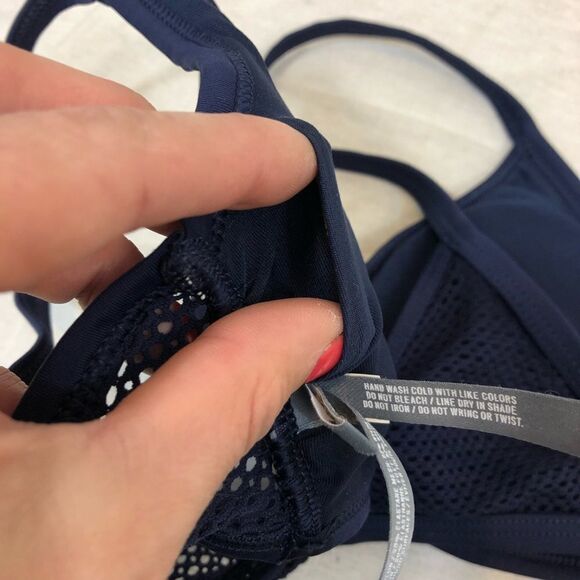 Aerie Navy Bikini Top w/ Mesh‎ Back Size Small - Picture 7 of 11